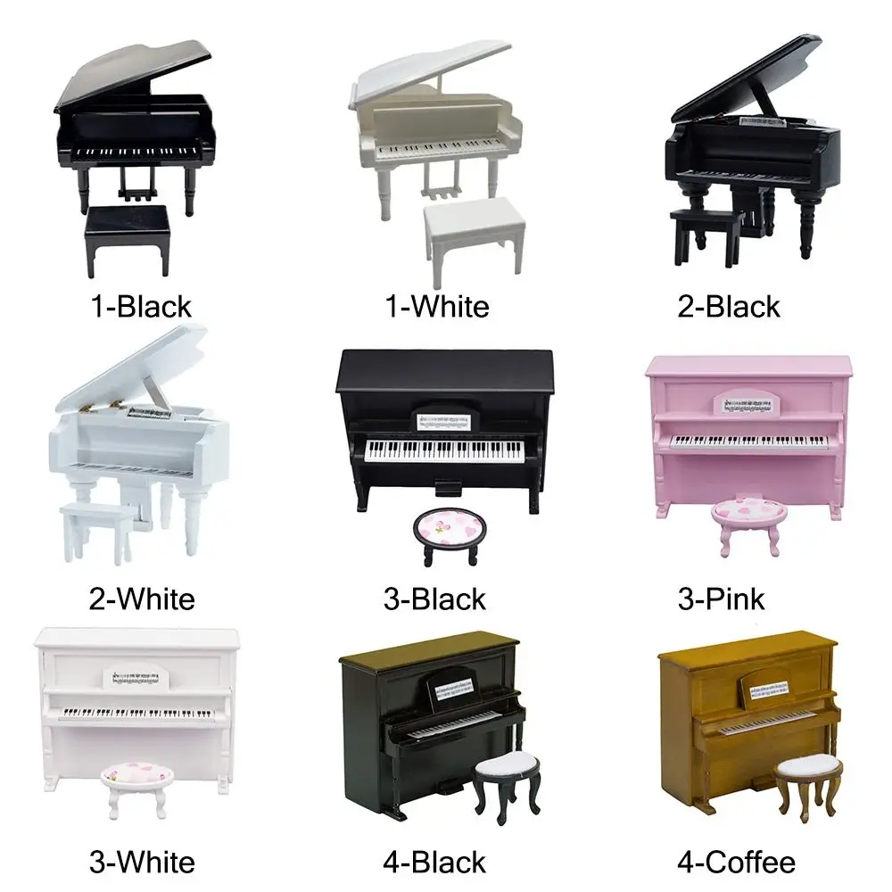 Wood Doll Piano Craft Multicolor 1/12 Miniature Pianoforte Playing House Scene Model Dollhouse Musical Instruments 5