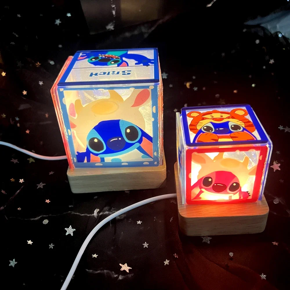 릴로 & 스티치 야간 조명 수제 DIY 침대 옆 램프 LED 야간 램프 침실 장식 크리스마스 생일 선물 테이블 램프