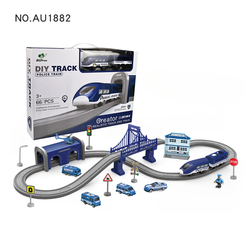 Children's Toys Floor Game DIY Train Rail Car Assembly Track Theme Set  Family Parent-child Interactive Floor Games Toys Gift 4