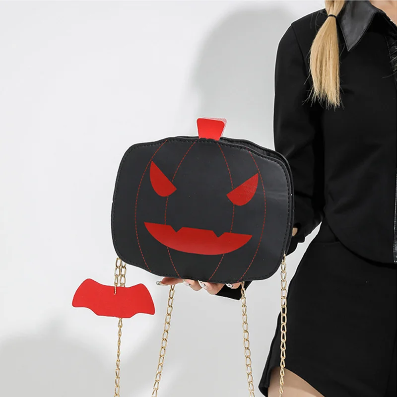 Halloween Crossbody Bags for Women Cute Ghost Chain Pumpkin Shoulder Bag Girls PU Leather Candy Color Purse and Handbag