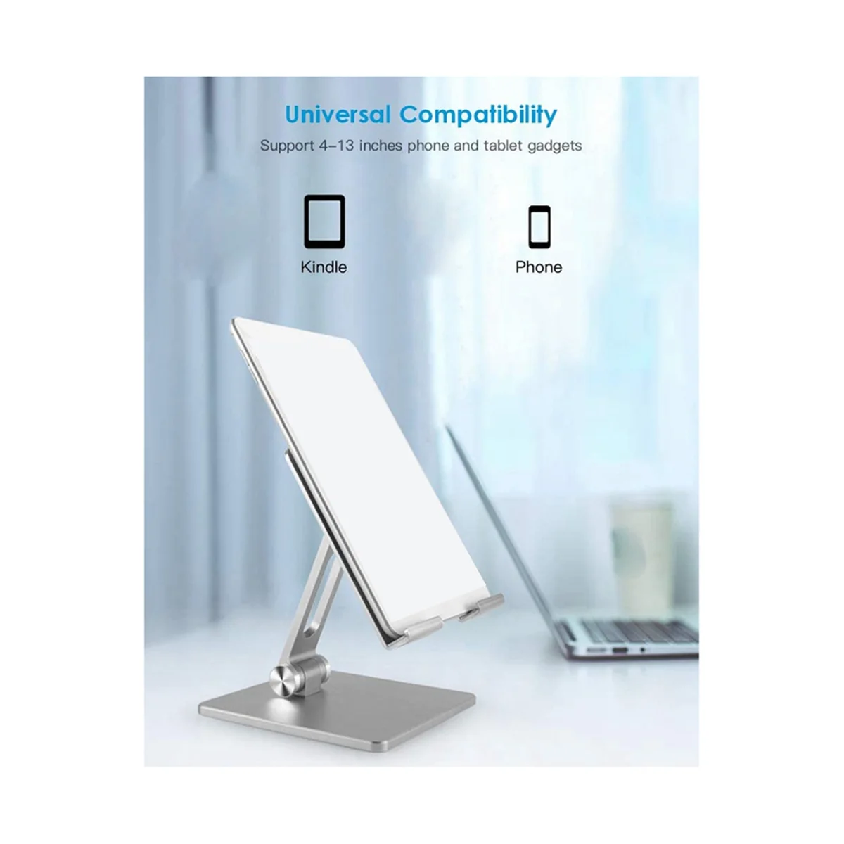 

Портативный держатель для телефона, подставка из алюминиевого сплава для смартфона, подставка для планшета, металлический держатель для сотового телефона для планшета-Серебристый