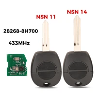28268-8H700 jingyuqin 433MHz สำหรับ Nissan Patrol NAVARA X-Trail Serena Primera Micra Altra ไม่มีชิปควบคุม2BT รีโมทที่ห้อยกุญแจรถ