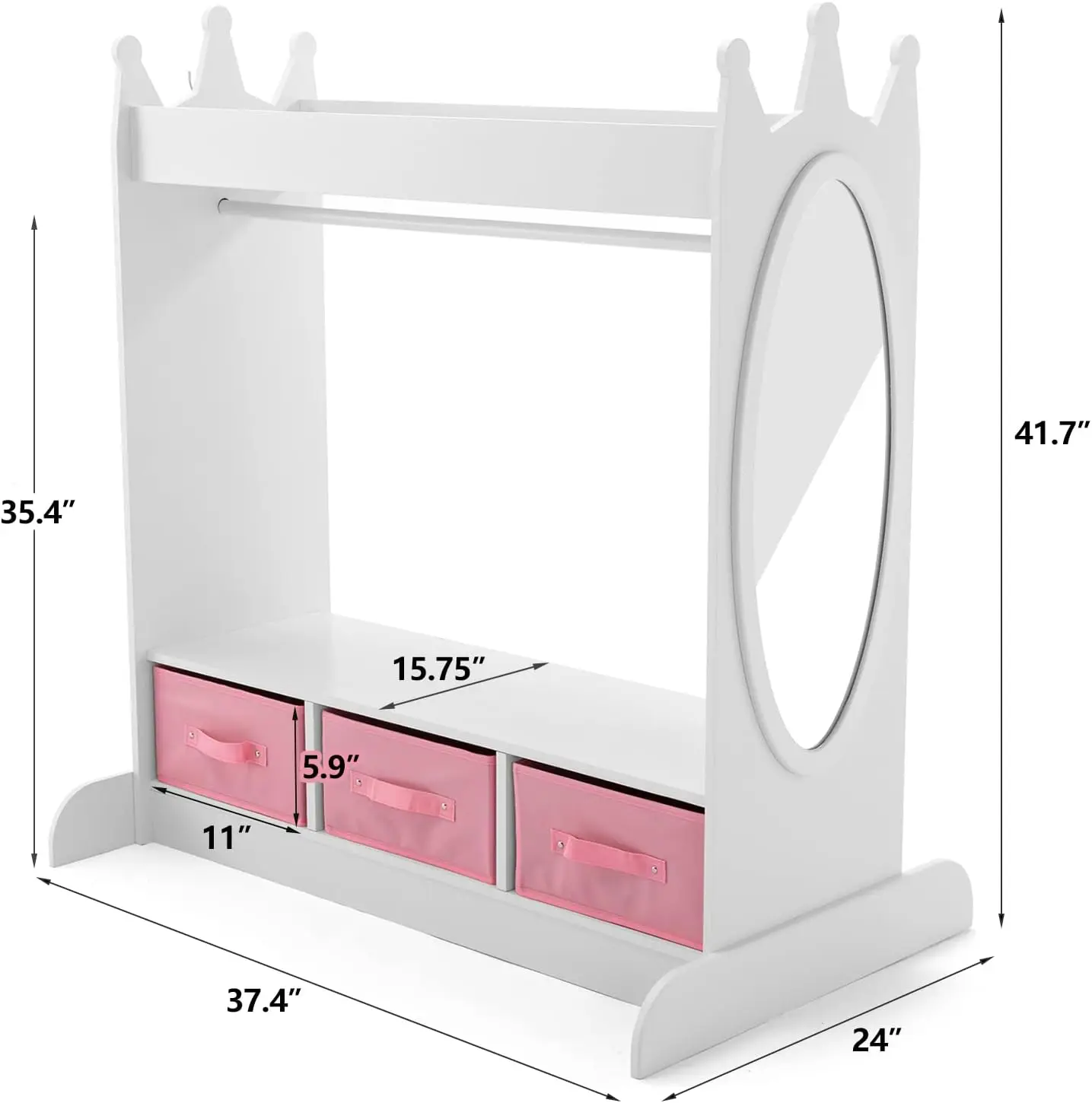 Kids Dress-Up Storage w/Mirror and Drawers,Dress up Closet,Costume Dress up Wardrobe,Pretend Storage Closet for Kids w/S