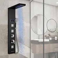 Shower Panel Tower System with LED Lights - No Battery Needed Shower Column with Rainfall Waterfall Shower Body Jets Handheld 1