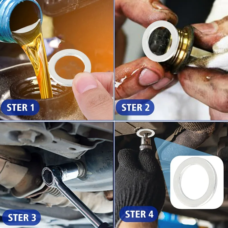 Aluminum Flat Washers Metal O Ring Fasteners Gaskets Set Assortment Flat Washer Oil Drain Gaskets M6 M8 M10 M12 M14 M16 100PCS