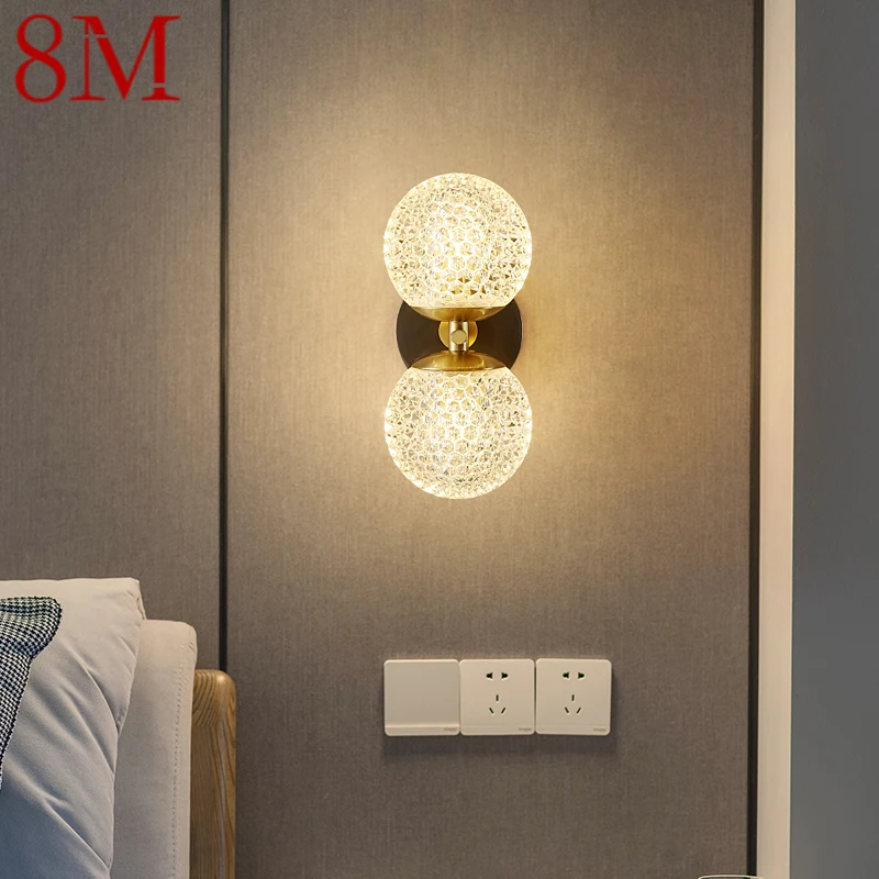 

8M Contemporary Interior Brass Wall Lamp LED Copper Sconce Light Simple Art Decor for Modern Home Live Room Bedroom