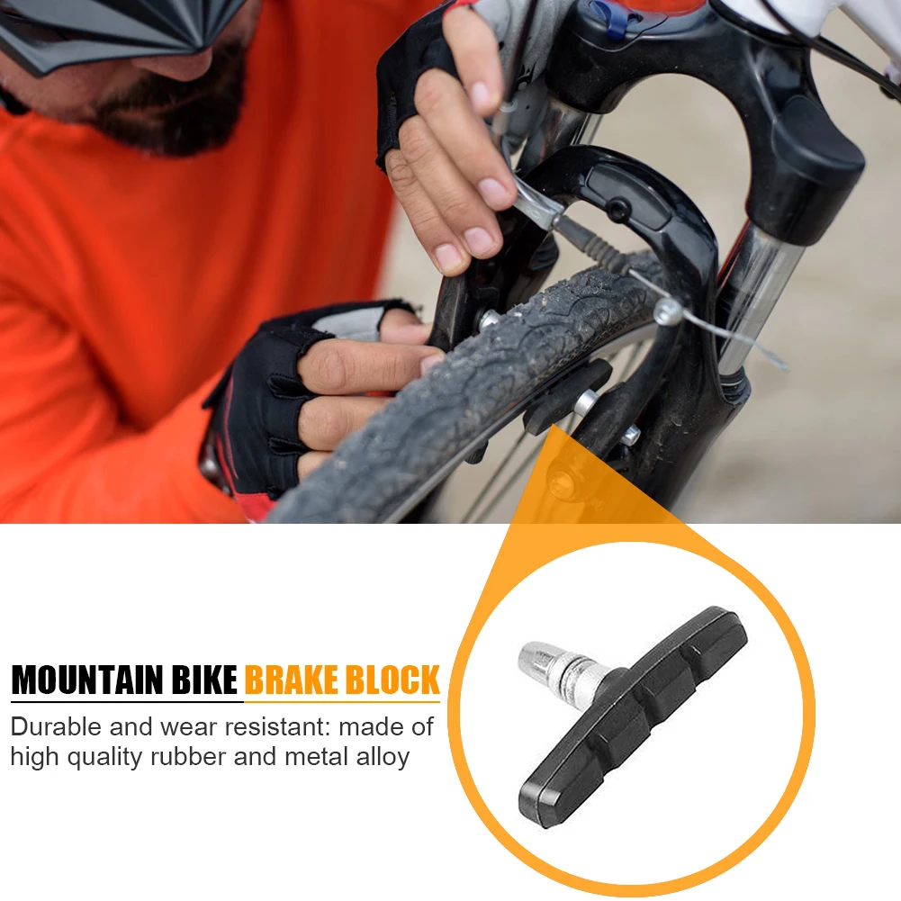 30-1Pcs Durable Bicycle Silent Brake Pads Cycling V Brake Holder Shoes Blocks Rubber 60MM Bike Parts For Mountain Folding Bikes
