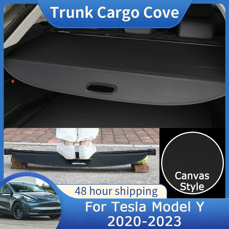 

Для Tesla Model Y 2020 2021 2022 2023 задняя крышка багажника выдвижной щит грузовой органайзер перегородка конфиденциальность аксессуары для интерьера