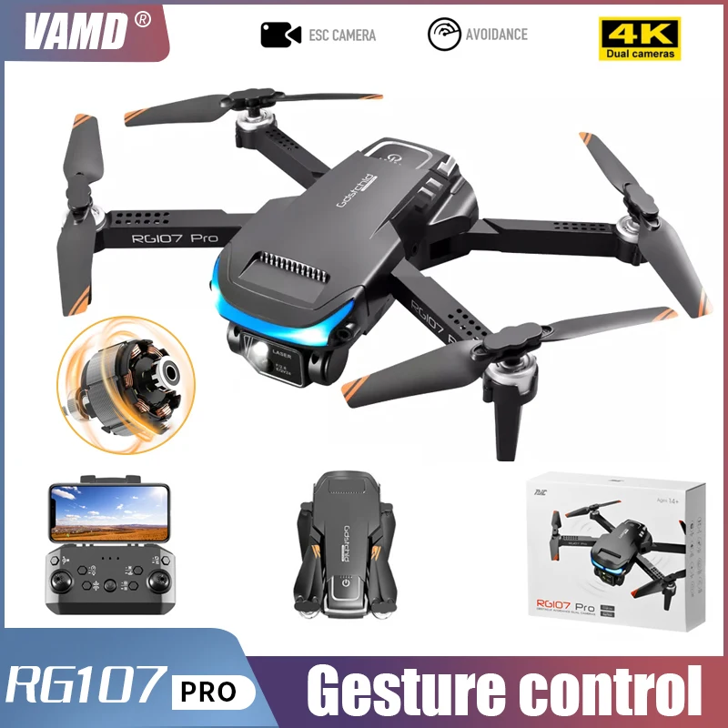 

Новый профессиональный Дрон RG107 Pro 4K с двойной HD-камерой, воздушный складной Квадрокоптер игрушечный мини-вертолет