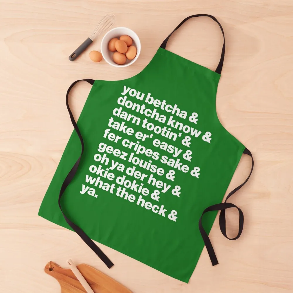 Midwest Speak ))(( You Betcha Ya Sayings List Apron Kitchen Chef Uniform For Men Apron