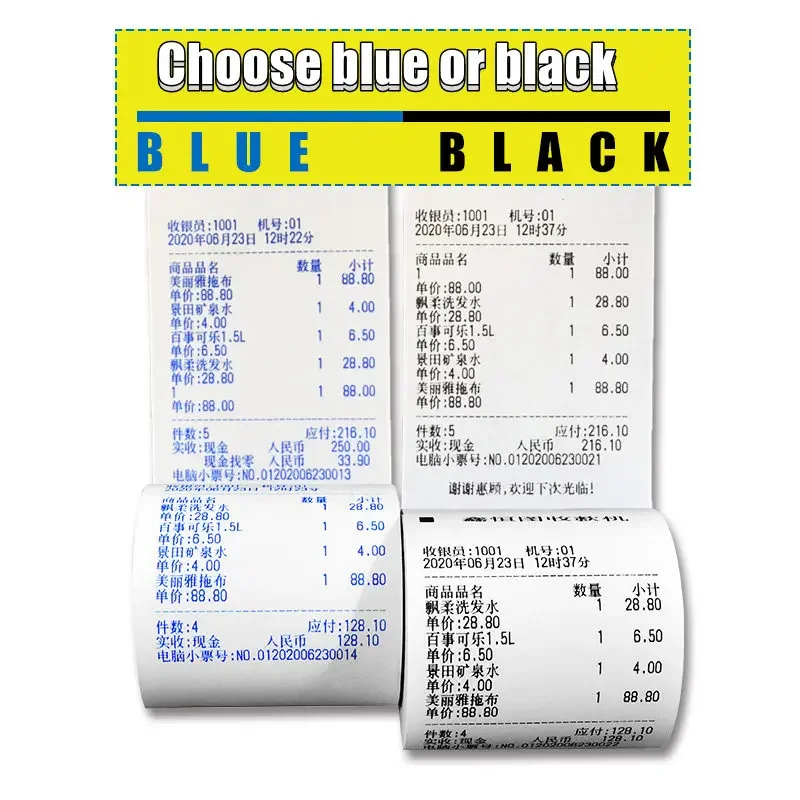 Thermal Paper 57x30mm POS Printer Blue Font 5 Rolls Mini Mobile Bluetooth Cash Register Roll Paper Bill Receipt Printing