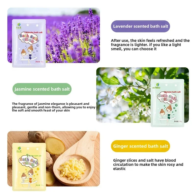Milk Bath Salt Sachets 5pcs Rose Lavender & Jasmine Infused Soaking Salts for Relaxing Baths Foot Soaks