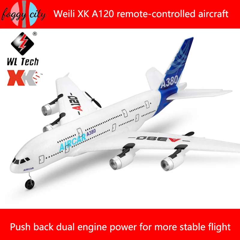 

Weili Xk A120 Airbus A380 Three Channel Camera Rear Push Dual Power Gliding Remote Control Aircraft Model Toy Gift