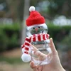 500ml Christmas Candy Biscuits Bottle Snowman&Tree Shape Drink Bottles Juice Milk Tea Jar Food Storage Container Party Favors 6