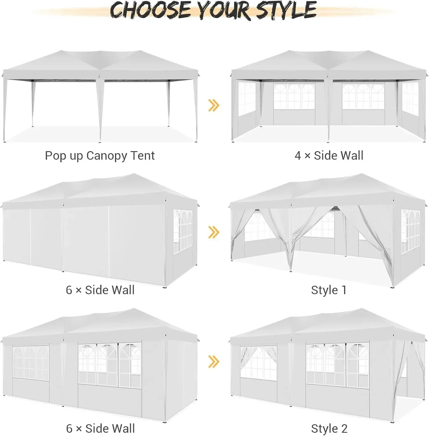 NEW-10x20 Pop Up Canopy Tent with Removable Sidewalls Waterproof Commercial Instant Shelter Outdoor Gazebo Party Tent Protable