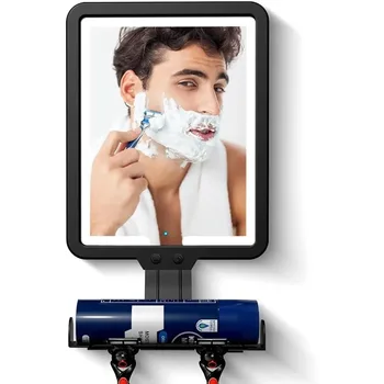 แบตเตอรี่แบบชาร์จไฟได้กระจกอาบน้ําไร้ฝ้าปรับกันน้ํากระจกโกนหนวดอุ่นสะดวก 3 โหมดสี 1