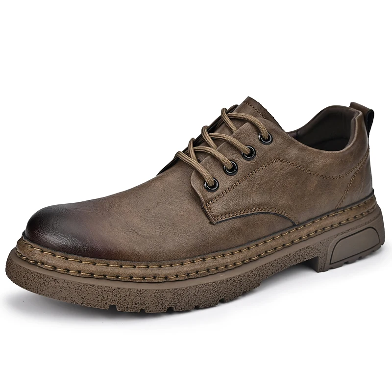 Spring Autumn Men Classic Casual Leather Shoes Fashion Handmade Retro Style Trend