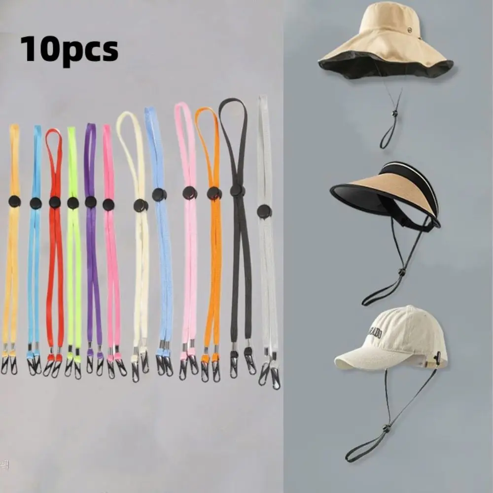 10pcs Anti-lost Hat Chin Cord New Multi-function 70cm Adjusting Rope Nylon Removable Windproof Hat Strap Sun