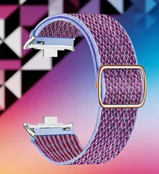 Elastic Nylon Solo Braided Watch Band Loop - Universal Replacement Bracelet - Mi band 8 9 Pro (Lilac 1)