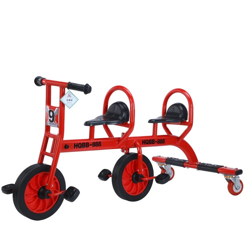 Kindergarten Kids Tandem Trike Kids Tricycle Toddler Pedal Bicycle Anti Slip for Backyard/Outdoor Toy Car Double Person Scooter