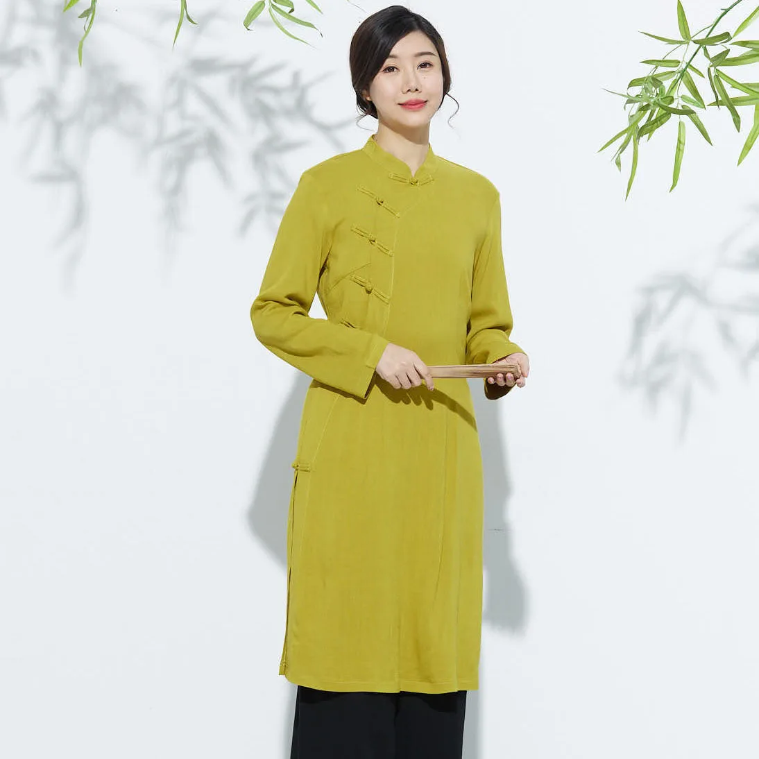 

New Linen Women's Suit Robe Zen Tea Clothes Moisture Absorption Breathable Long Sleeves Clothing National Style Plate Buckle