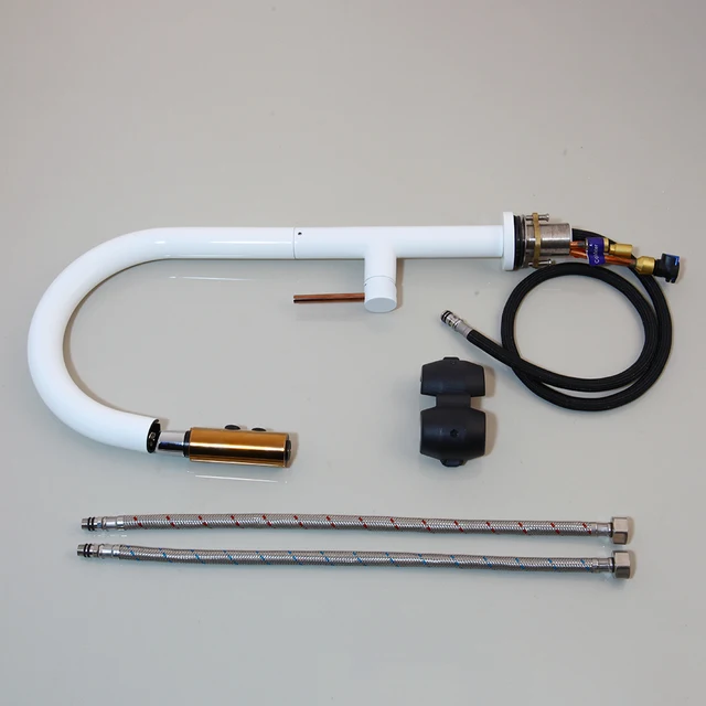 ZAPPO สีขาวและ Rose Gold ก๊อกน้ําห้องครัวดึงลง Magnetic Docking Sprayer สแตนเลสดึงออก RV ก๊อกน้ําอ่างล้างจาน 3