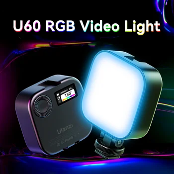Ulanzi U60 풀 컬러 RGB 비디오 라이트, 2500-9000K 바이 컬러, 조도 조절 사진 필 라이트, DSLR 라이브 스트리밍용 카메라 라이트