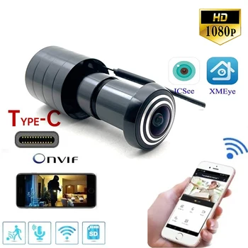 ICSEE 미니 문짝 IP 카메라, 무선 스마트 홈 보안, HD 1080P 어안 렌즈 웹 카메라, P2P, H.265 업그레이드, DC5V