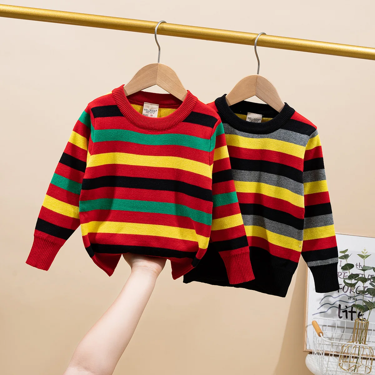 

Boys' Striped Cotton Sweater for Autumn and Winter Kids Pullover Children's Clothes