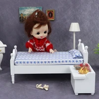 ✰ ✪ 1 pièce de décoration DIY, lit simple blanc miniature 1:12 pour maison de poupée, modèle de mobilier miniature, scène de chambre à coucher, lit pour maison de poupée 6