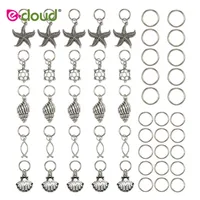 50Pcs Sliver Color Dreadlocks Beads Hair Braid Rings Clips DIY Braiding Metal Cuffs Jewelry Pendants Hair Decoration Accessories 1