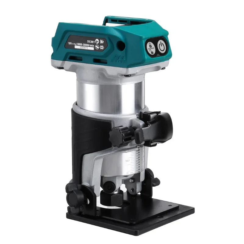 Wood Router 30000 RPM 5 Speeds Brushless Cordless Electric Hand Trimmer Inclined Socket Wood Router for 18V Lithium Battery