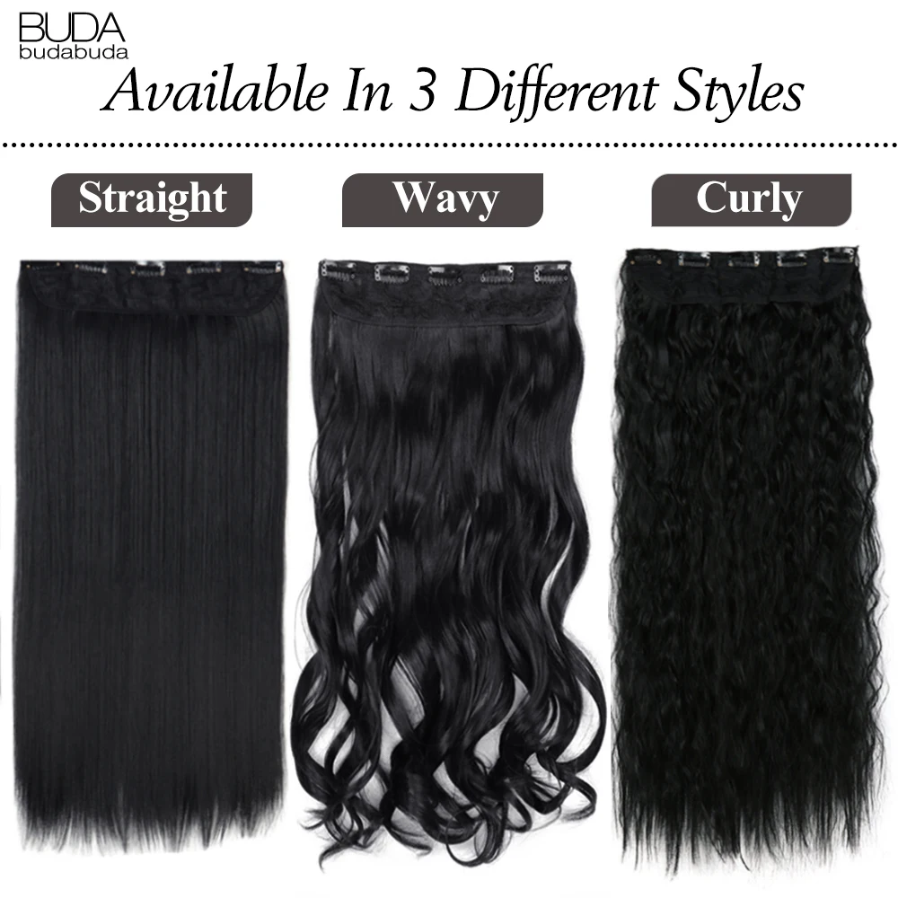 Extensions de cheveux longs, raides et bouclés, 5 clips, 22 pouces, résistantes à la chaleur, mélange de couleurs, blond, pour femmes_voghion.com