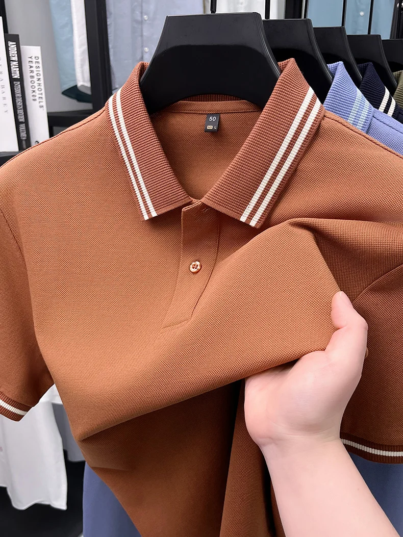100% pure cotton men's short sleeve polo shirt high-quality fashion soft comfort striped decoration summer casual T-shirt top 23 S9a3dc0bbbeac4e3d8ae3367bccb0bc69X