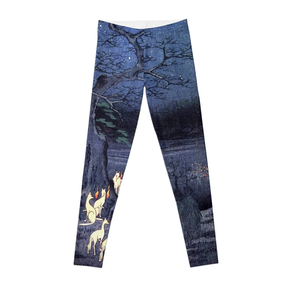 Stampa Giapponese-Hiroshige-Kitsune-Yokai-Leggings Volpe Leggings Per Ragazze