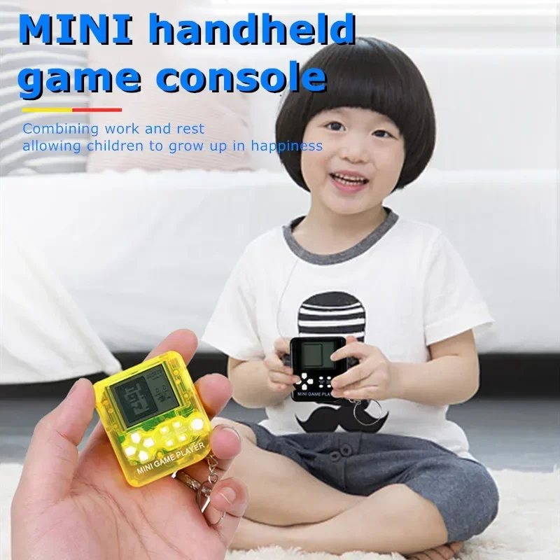 Portátil Handheld Game Console Machine para Crianças, Clássico Pocket Keychain, Anti Lost Ring, Retro Nostálgico Video, Mini Ring Machine, Gaming Player Brinquedos