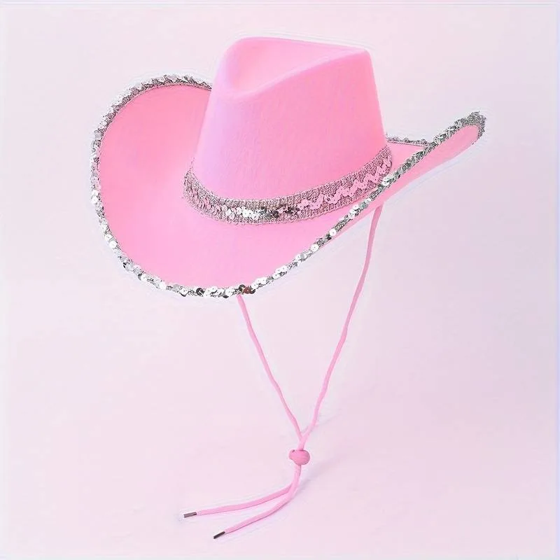 Women Summer Fashion Solid Party Sequin Elegant Top Hat Adjustable Length Glitter Shining Hat 1 Piece fashion hat