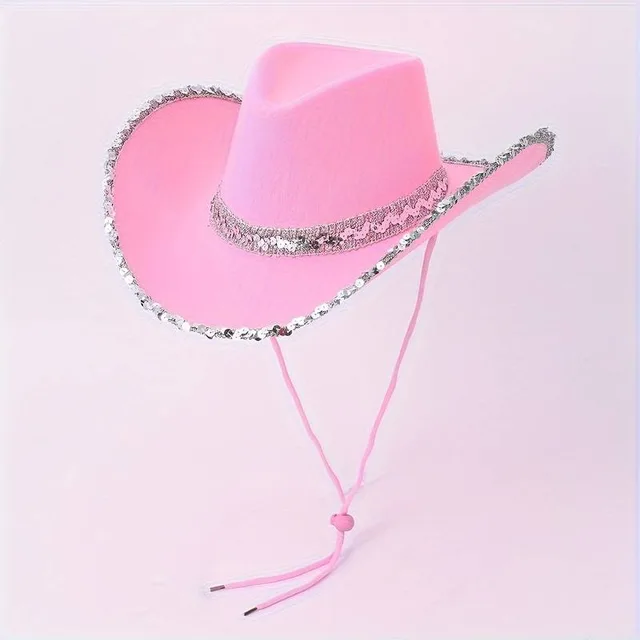 1 Piece Women Summer Fashion Solid Party Sequin Elegant Top Hat Adjustable Length Glitter Shining Hat 5