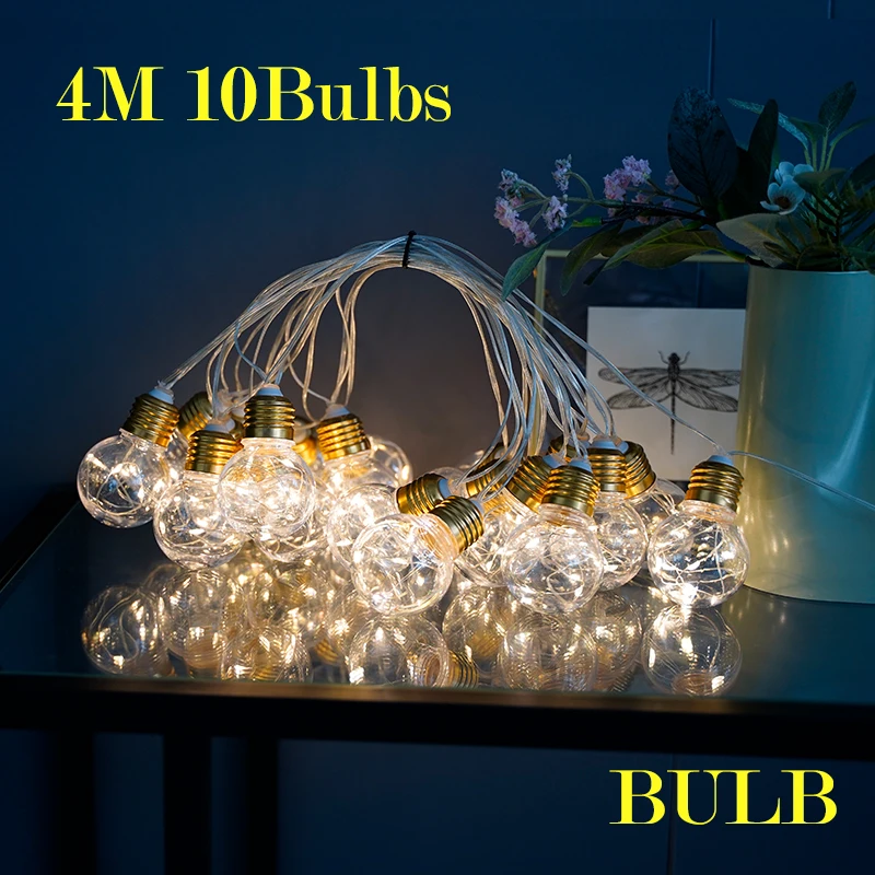 

20LED 7M Transparent Ball Fairy Lights Battery USB Operated Garland String Lights Indoor Holiday Lamp Festoon Wedding Decoration