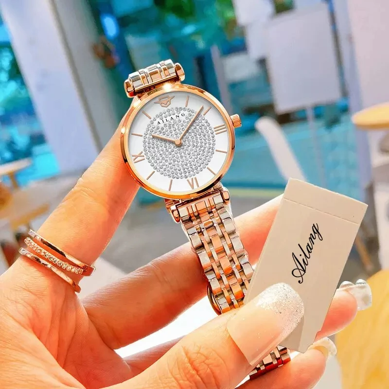 

AILANG Brand New Ladies Quartz Watch Classic Starry Dial Luxury Ladies Watch Stainless Steel Strap Fashion Watch Montre Femme