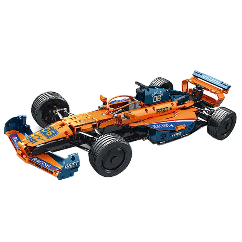 Orange F1 Super Fast Racing Car 11006 Model Building Blocks Mattoni 1:8 Set Furious Toys For Children Boys