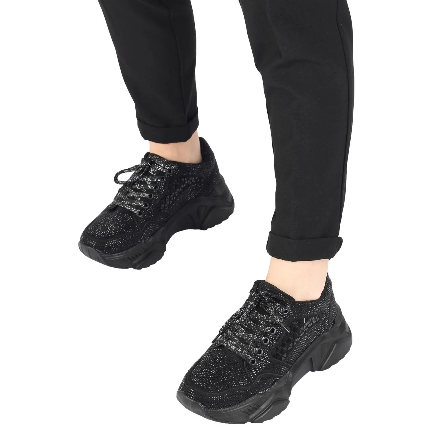 Zapatillas de deporte de piedra negra para mujer, zapatos deportivos a mano Dofi, suela gruesa para verano, invierno, otoño primavera|Zapatos vulcanizados de mujer| - AliExpress