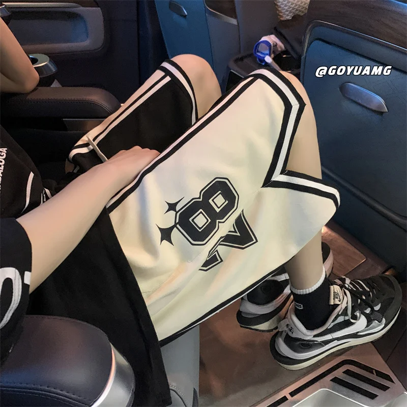 Men Striped Letter Basketball Shorts Gyms Male Shorts Sports Ins Athletic Running Fitness Beach Bodybuilding Jogging Short Pants