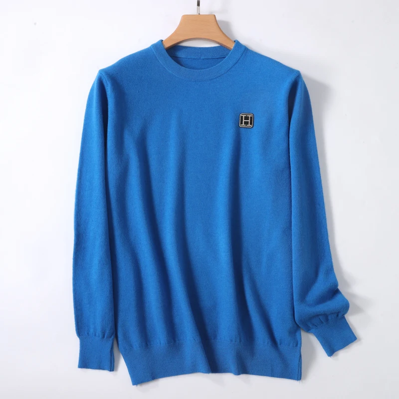 2025 maglione di cashmere autunno e inverno maglione di cashmere da uomo maglione da uomo ricamato lavorato a maglia maglione caldo con scollo a O 2