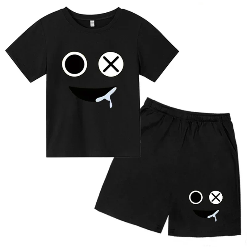 

Summer Short Sleeve friends Suits Cute emoticon T Shirt shorts Sets Boys Girls Children Fashion Streetwear Tees tops Suits
