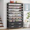 Tribesigns 10 Tier Shoe Rack Organizer with 4 Bins Drawers for Closet Entryway, 32 Pairs Vertical Shoe Racks Tall Shoe Shelf 1