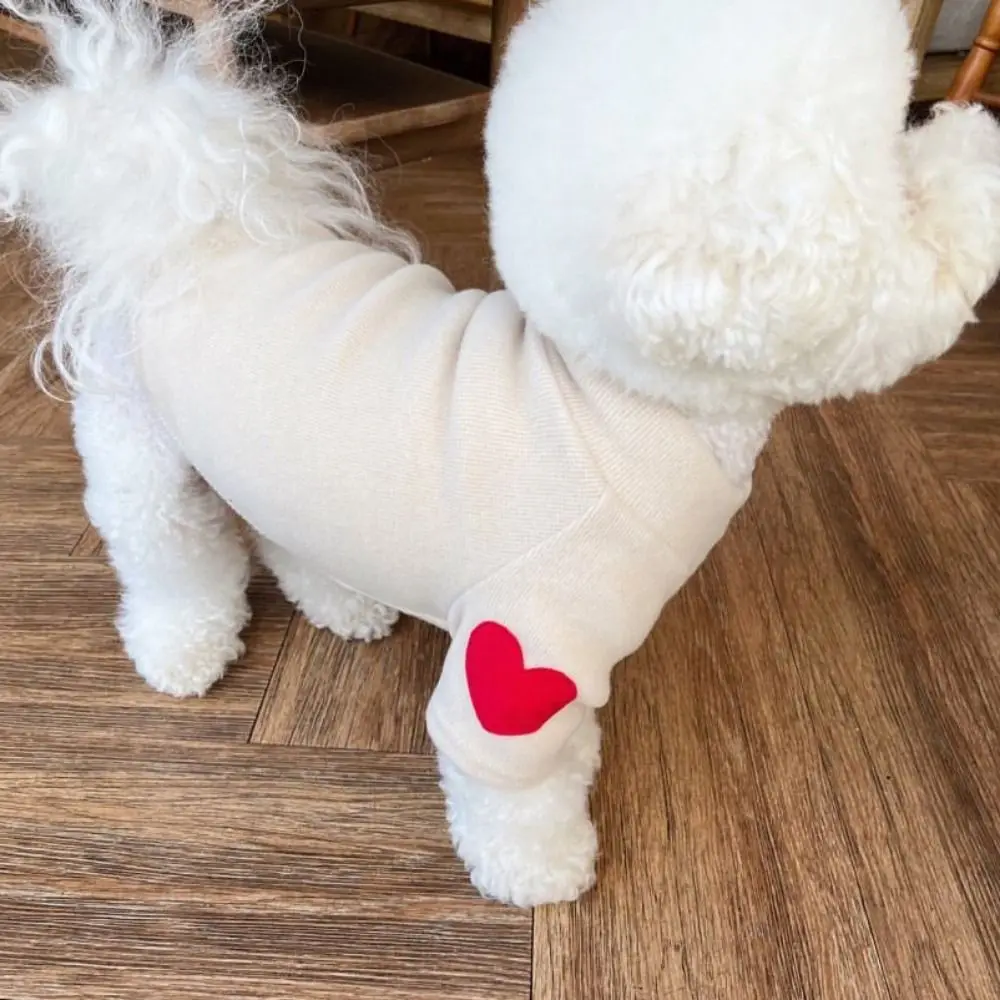 

Polyester Dog Plush Love Sweater Warm Love Printed Dog Solid Base Coat Soft Dog Warm Pullover Winter