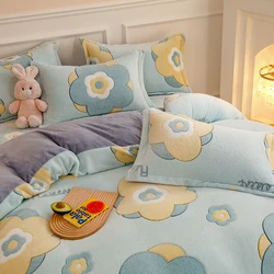 Winter Thick Duvet Cover Flannel Coral Fleece Warm Single Double Queen King Size Quilt cover Double Sided Velvet Bedding Set