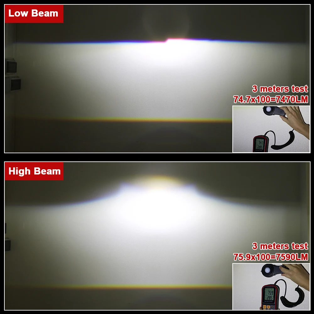 HLXG 2x H7 LED Auto Light 3D No Blind Zone 24 Sides led lamp 72PCS