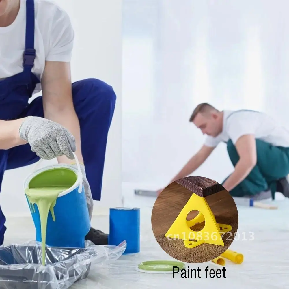 

10pcs Yellow Carpenter Triangle Paint Pads Feet Woodworking Accessories Portable Pyramid Stands Set Painter Tools